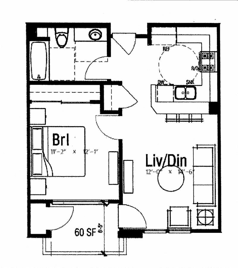 One bedroom floor plan
